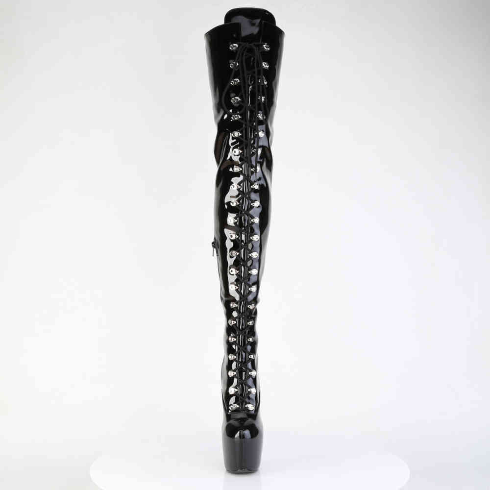 Pleaser - JUBILANT-4012 Bottes cuissardes Ã  plateforme - Noir